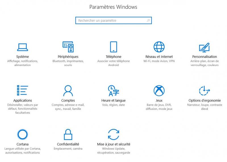 Parametres windows10