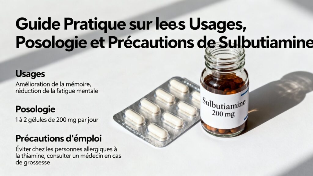 Sulbutiamine : guide pratique sur les usages, posologie et précautions avec texte